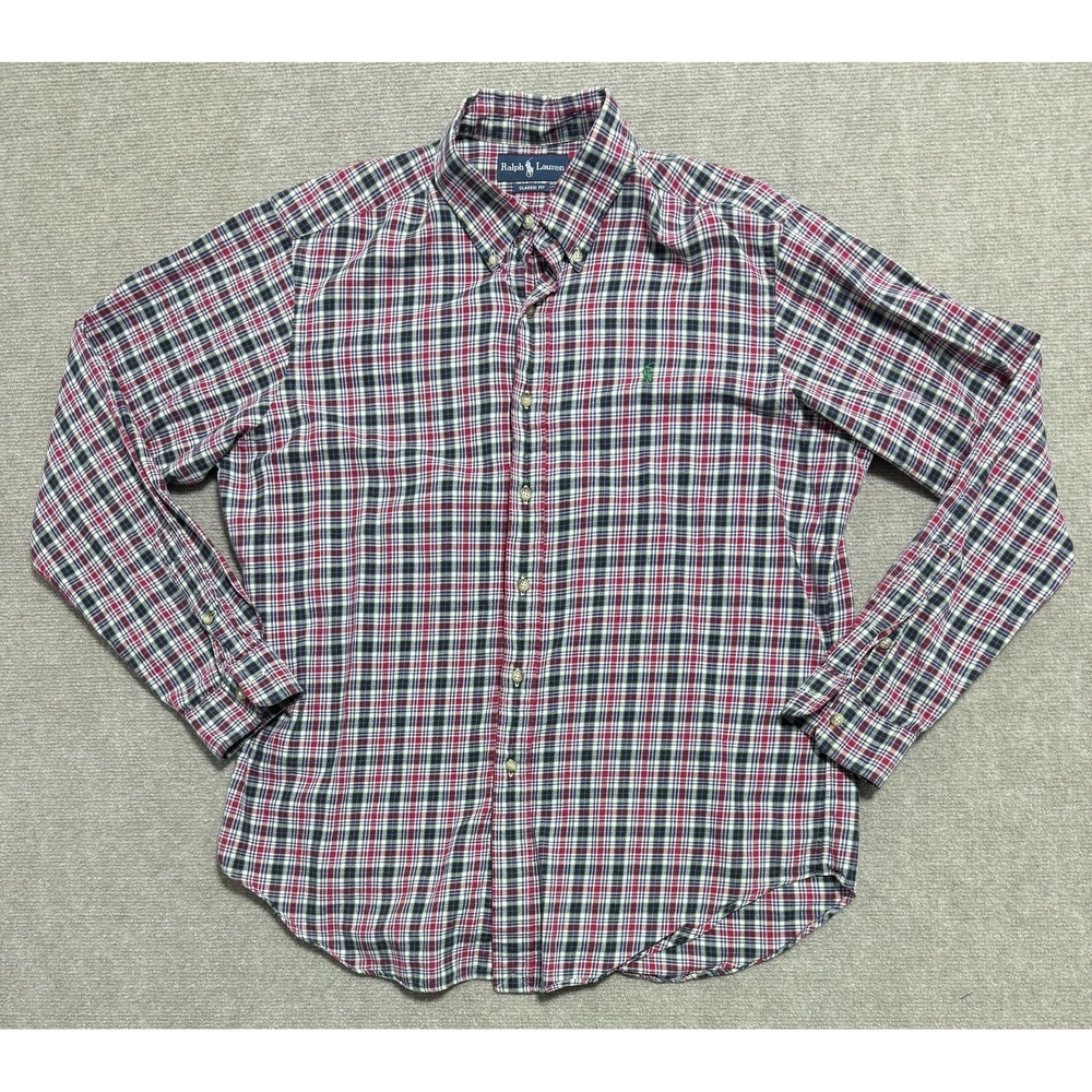Ralph Lauren Shirt Mens Large Multicolor Classic Fit Plaid Button Up Long Sleeve